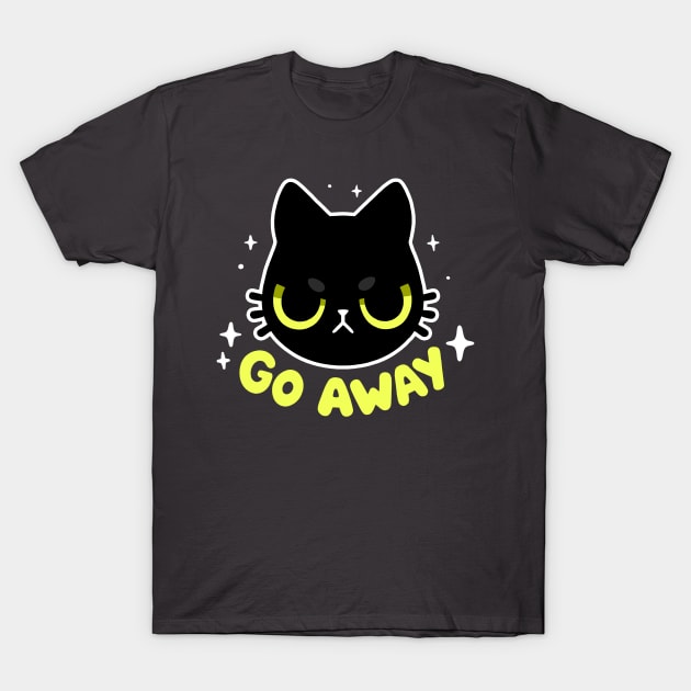 Go Away - Cute Angry Black cat - Sassy Kitty T-Shirt by BlancaVidal